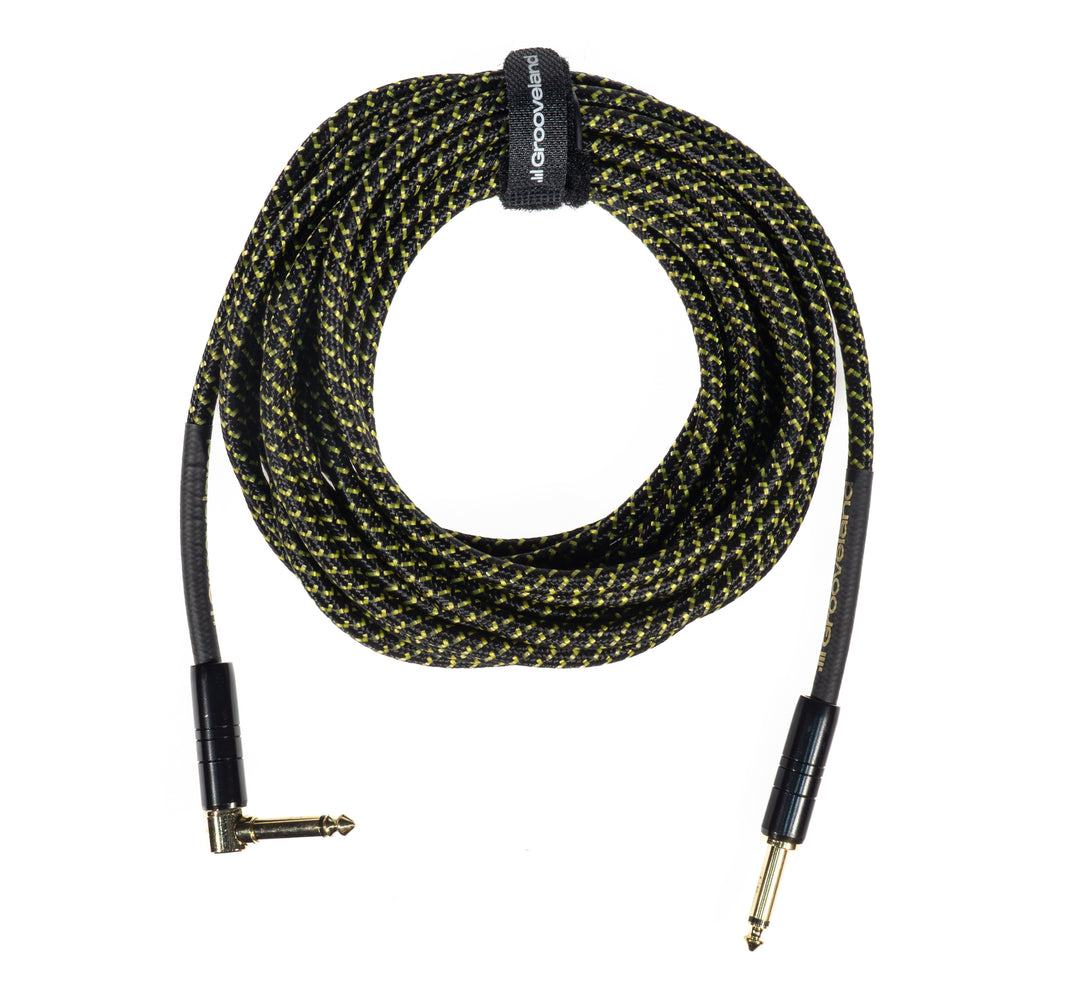 Grooveland Tweed Vinkel Gitarrenkabel (6m - Sort)
