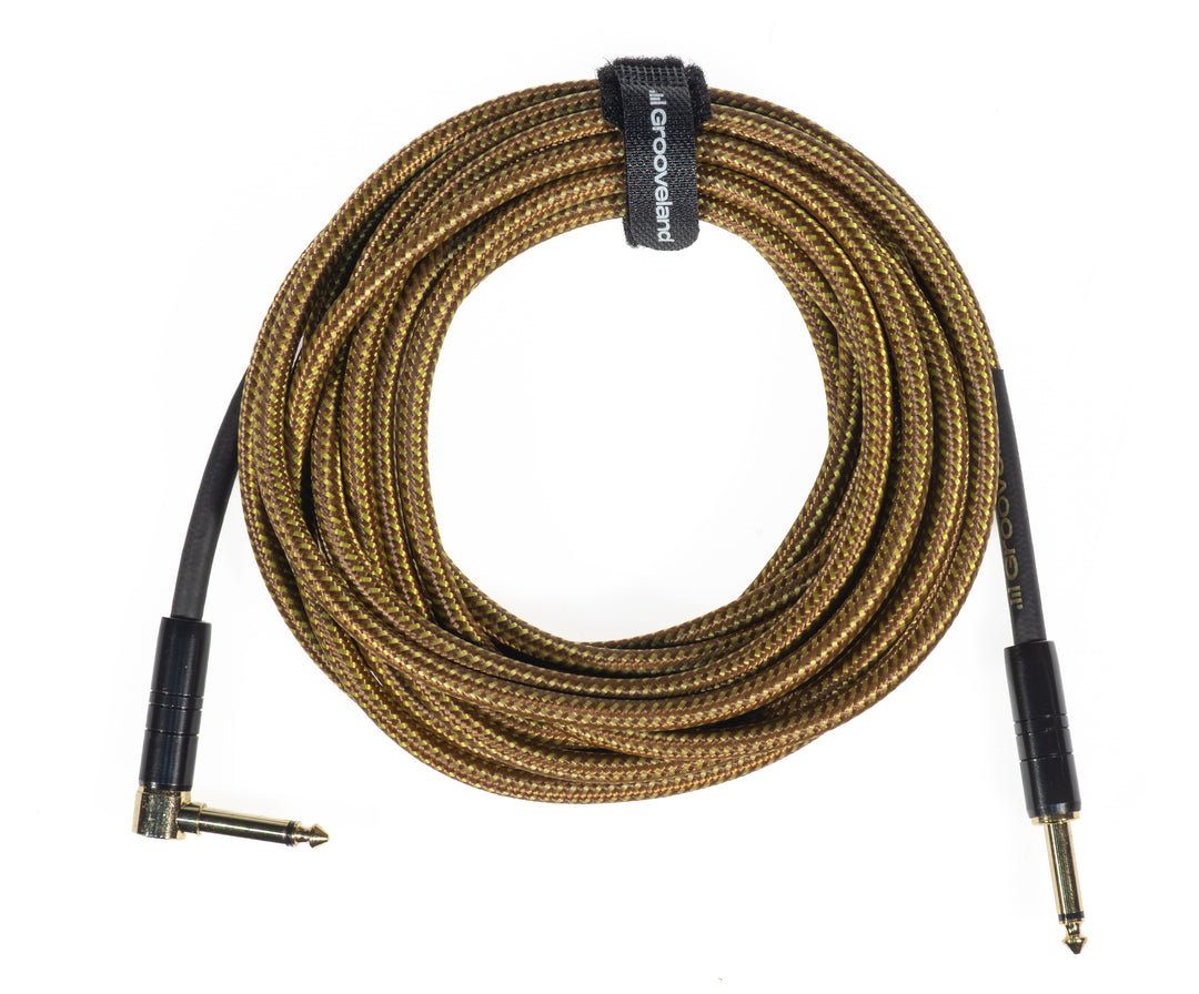 Grooveland Tweed Vinkel Gitarrenkabel (6m - Brun)