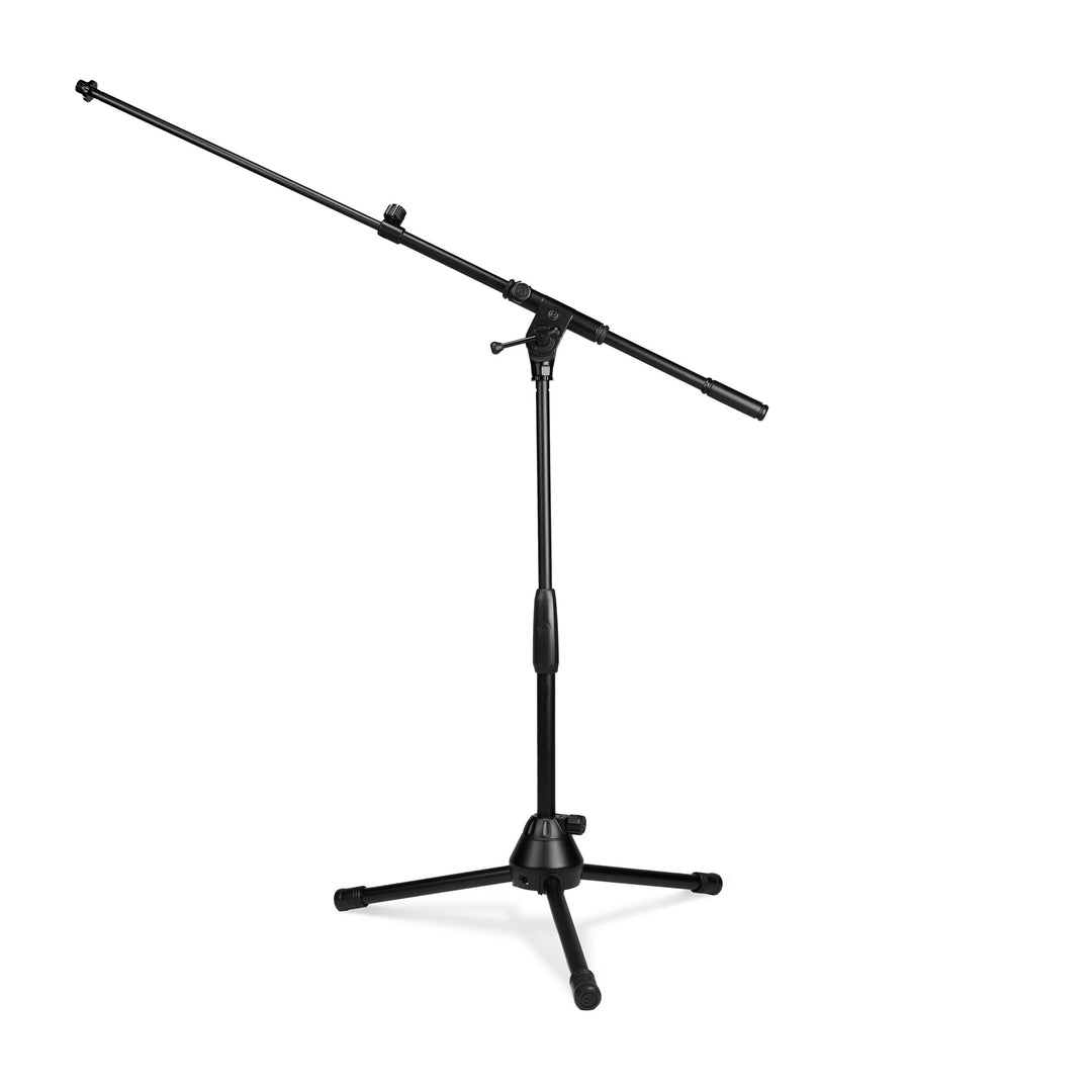 Gravity TMS 4232 B – Touring Series kurzes Mikrofonstativ mit zusammenklappbarem Dreifuß und 2-Punkt-verstellbarem Teleskopgalgen, schwarz