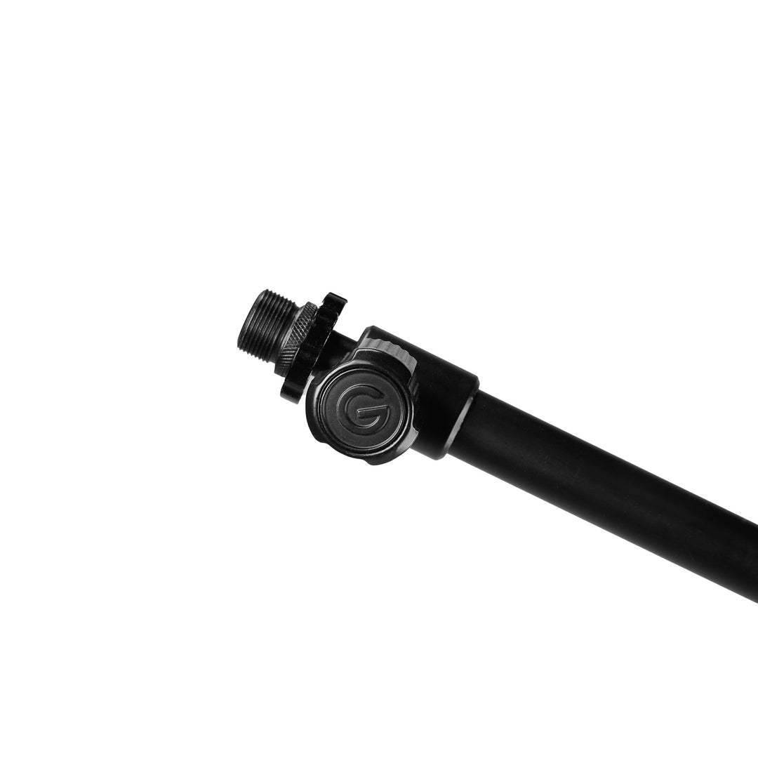 Gravity TMS 4232 B – Touring Series kurzes Mikrofonstativ mit zusammenklappbarem Dreifuß und 2-Punkt-verstellbarem Teleskopgalgen, schwarz