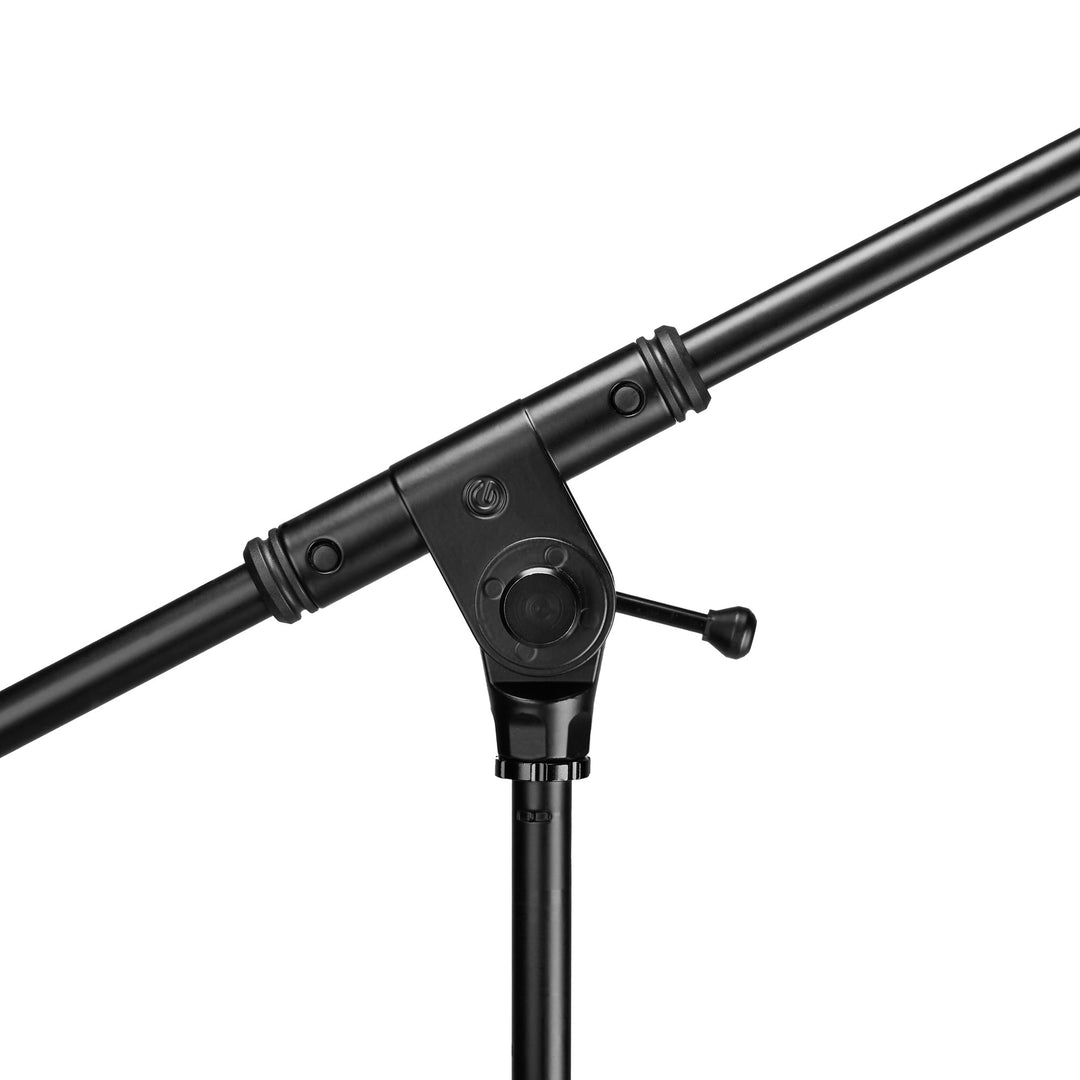 Gravity TMS 4321 OH B - Overhead-Mikrofonstativ für den Tourbetrieb mit extra breitem, zusammenklappbarem Dreibeinstativ und extra langem Galgenarm