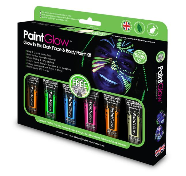 Glow in Dark UV ansigts- and kropsmaling set