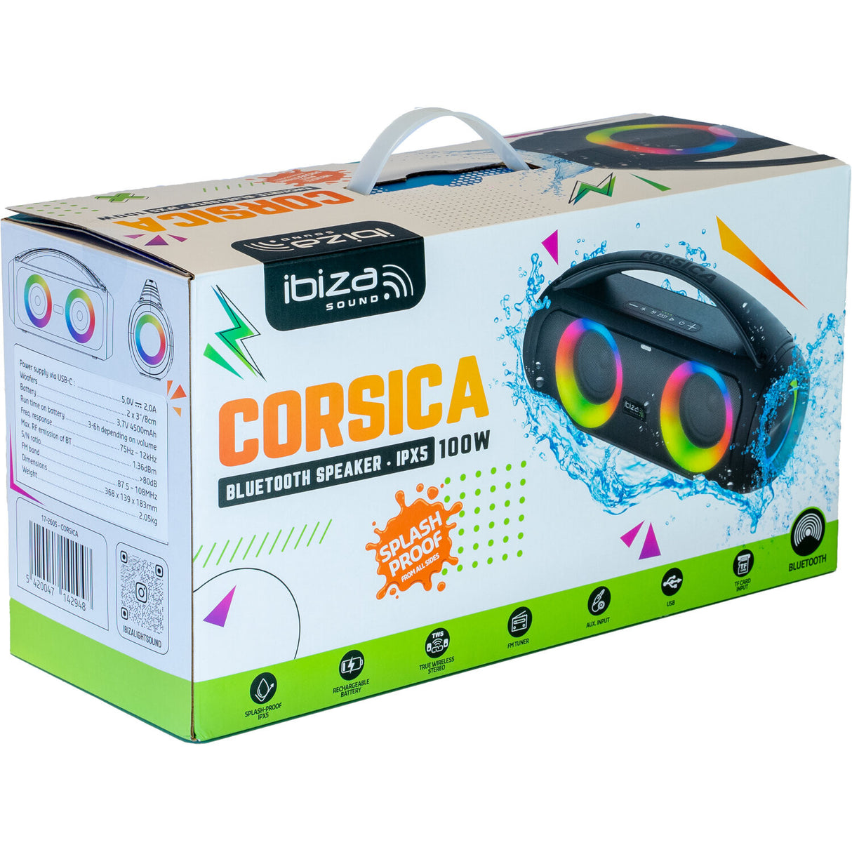 Ibiza CORSICA Boombox Bluetooth-Lautsprecher