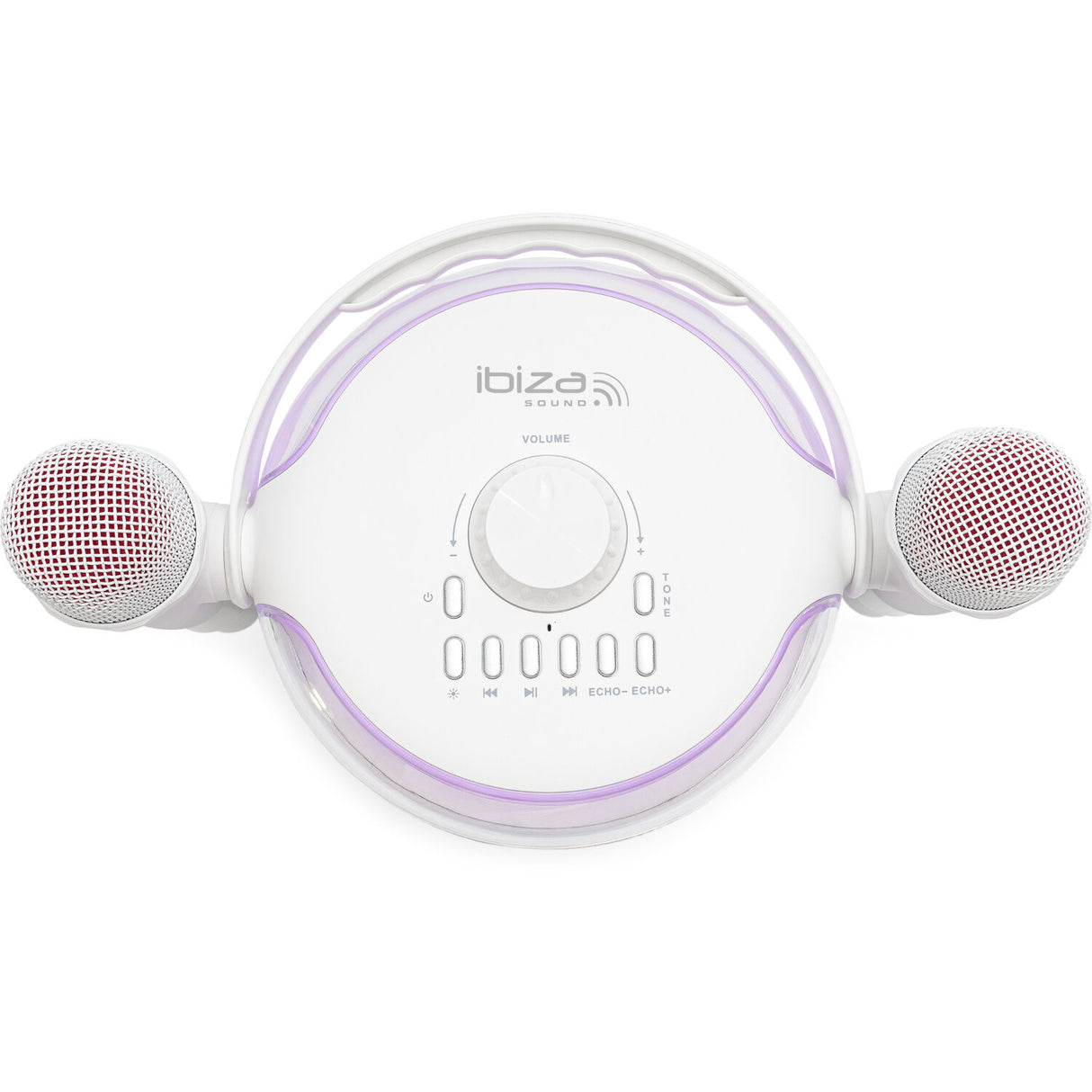 Ibiza Karaoke-System mit Bluetooth und 2 Mikrofonen (Weiß)