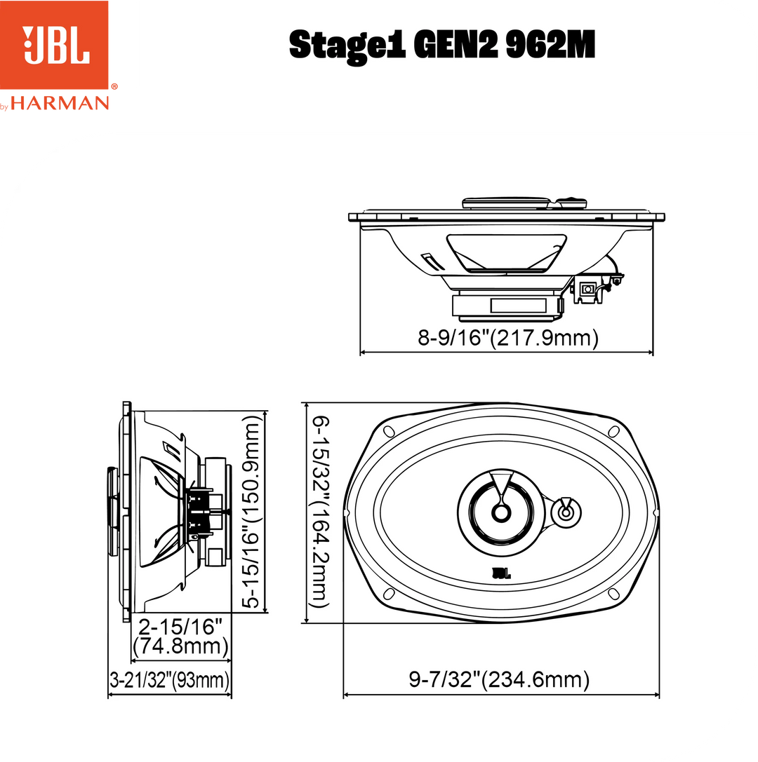 JBL Stage1 Gen2 962M 6x9" 3-Wege-Autolautsprecher