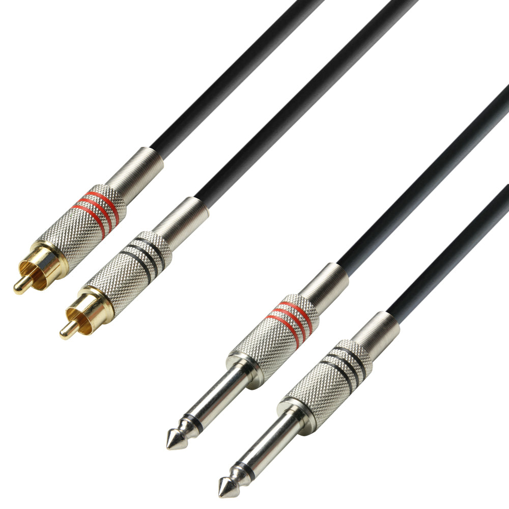 Adapterkabel 2 x RCA Phono männlich auf 2 x 6,3 mm Jack Mono