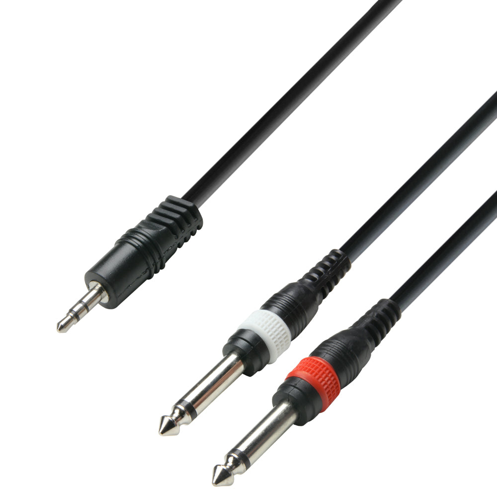 Adapterkabel 3,5mm Klinke Stereo auf 2 x 6.3 mm Klinke mono