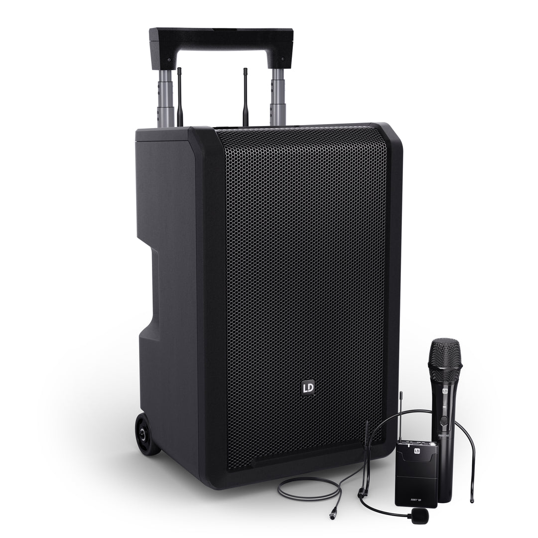 LD Systems ANNY® 10 HBH 2 B6 - 10" tragbares batteriebetriebenes Bluetooth® PA-System mit Mixer, 1x drahtloses Handmikrofon und 1x Headsetmikrofon (inkl. Bodypack)