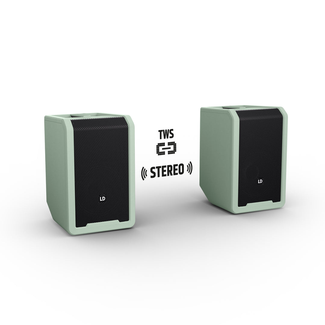 LD Systems ANNY® 8 BPH B8 GN - Tragbarer batteriebetriebener Bluetooth® PA-Lautsprecher mit Mixer und 1x headsetmikrofon (inkl. Bodypack), Adventure Green