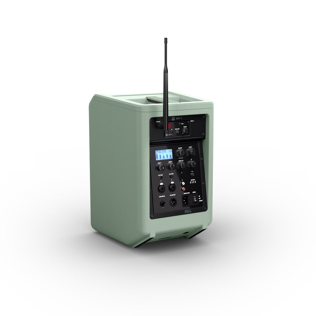 LD Systems ANNY® 8 BPH B8 GN - Tragbarer batteriebetriebener Bluetooth® PA-Lautsprecher mit Mixer und 1x headsetmikrofon (inkl. Bodypack), Adventure Green