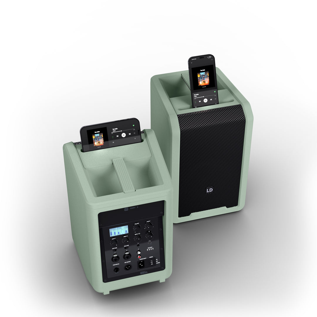 LD Systems ANNY® 8 GN - Tragbarer batteriebetriebener Bluetooth® PA-Lautsprecher mit Mixer, Adventure Green