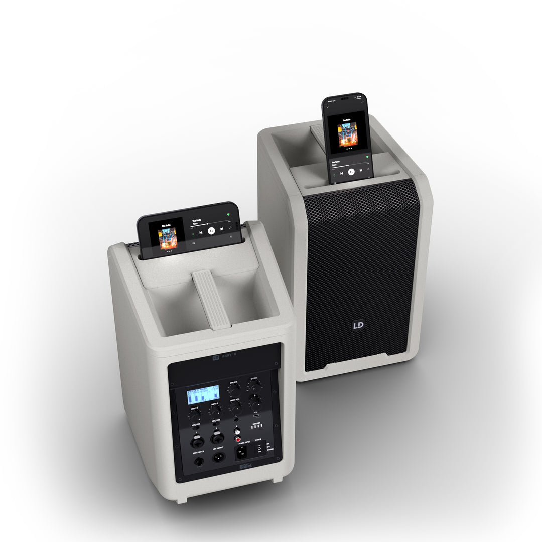 LD Systems ANNY® 8 G - Tragbarer batteriebetriebener Bluetooth® PA-Lautsprecher mit Mixer, Urban Grey