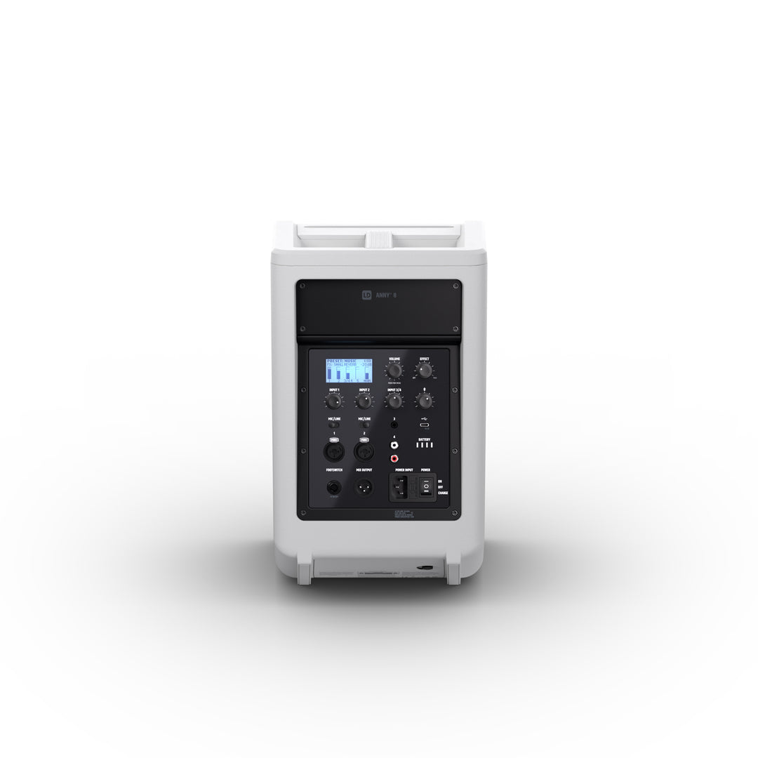 LD Systems ANNY® 8 W - Tragbarer batteriebetriebener Bluetooth® PA-Lautsprecher mit Mixer, Reinweiß