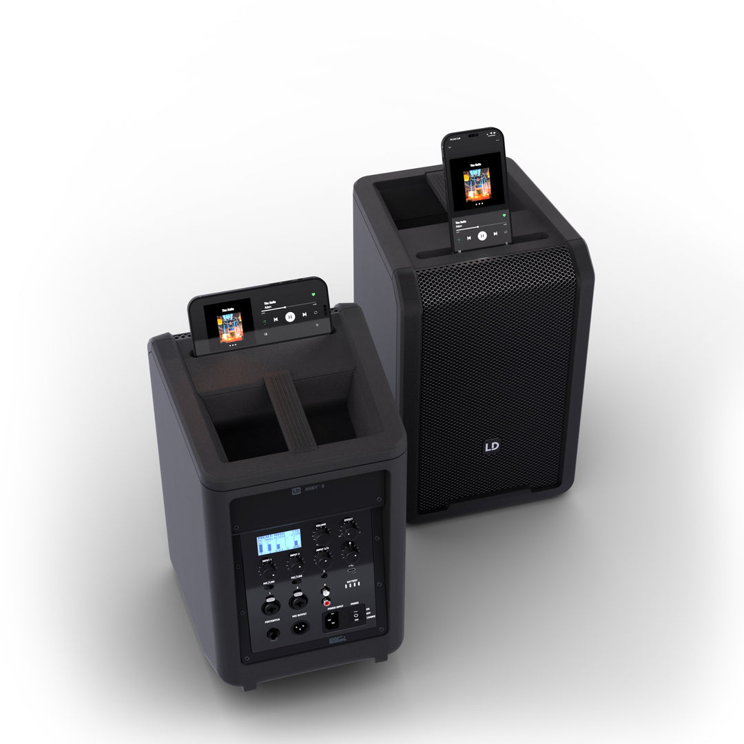 LD Systems ANNY® 8 - Tragbarer batteriebetriebener Bluetooth® PA-Lautsprecher mit Mixer, Stage Black