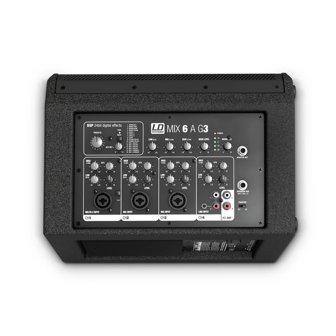 LD Systems MIX 6 A G3 - Aktiver 2-Wege-Lautsprecher mit integriertem 4-Kanal mixer