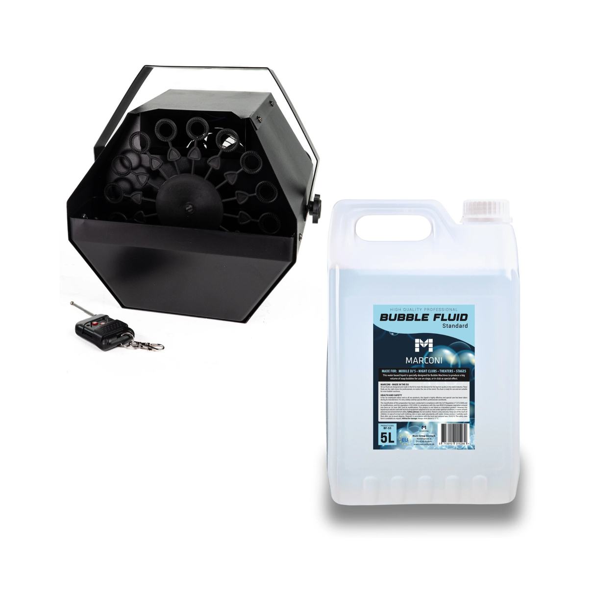 Marconi Seifenblasenmaschine (Schwarz) + Seifenblasenflüssigkeit
