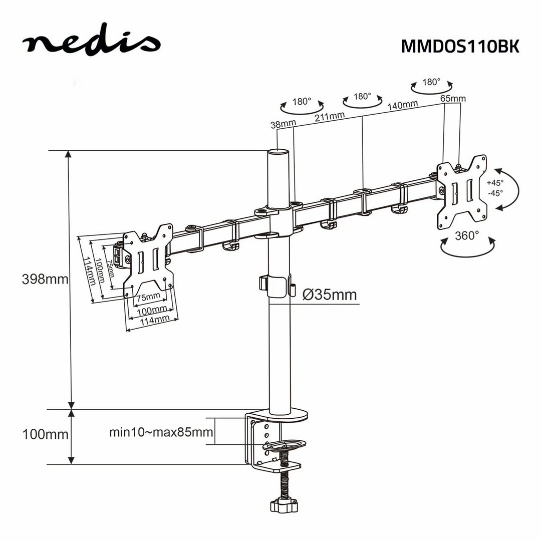 Tischhalterung für 2 Monitore (15-32")