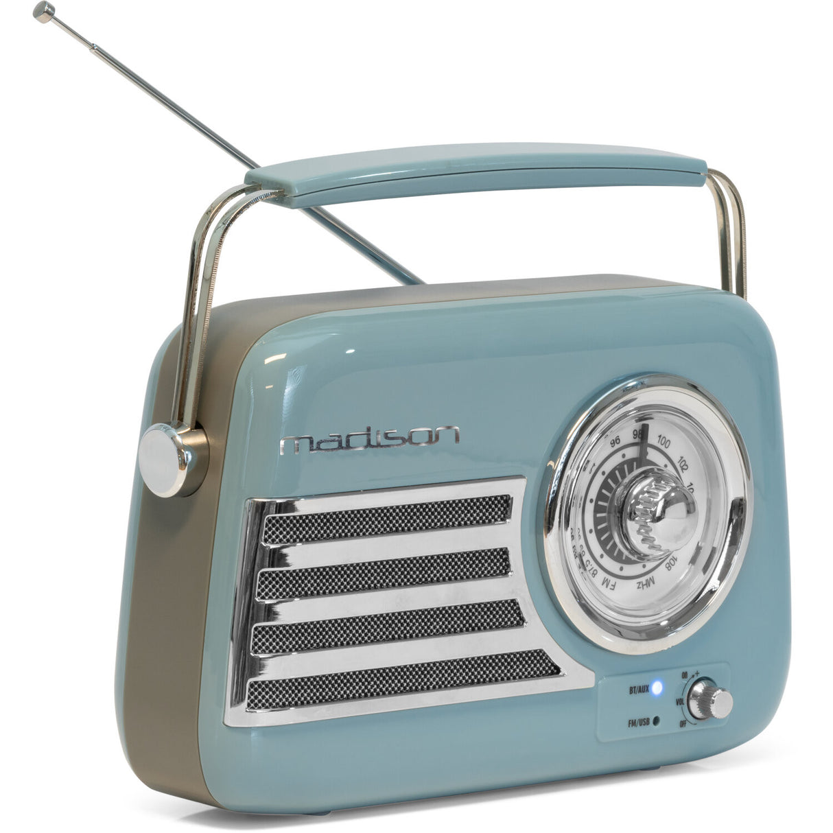 Madison Retro Radio mit Bluetooth und FM (Blau)