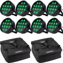 Marconi Polaris 12x12W RGBW PAR-Lampe, Bundle mit 8 Stück und Tasche