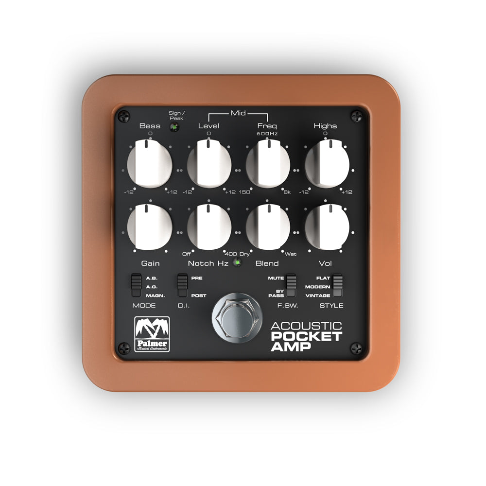 Palmer POCKET AMP ACOUSTIC – Tragbarer Vorverstärker für akustische Saiteninstrumente