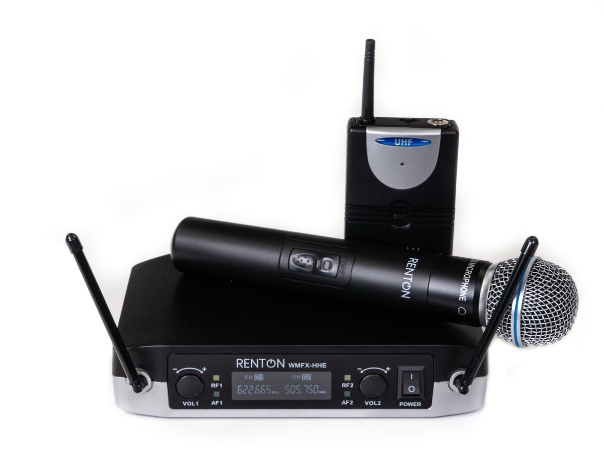 Renton Wireless handheld microphone + bodypack + black headset microphone