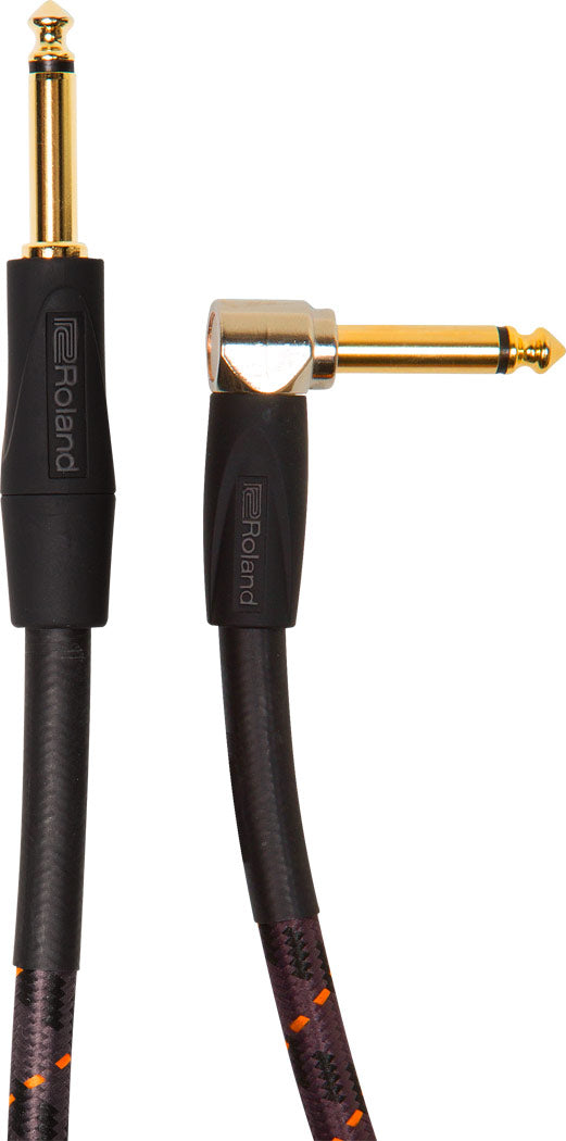 Roland "GOLD" Instrument cable 6.3mm Jack mono for 6.3mm Angle Jack mono