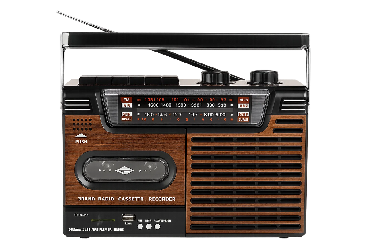 Studio 57 Kassetteafspiller m. FM & Bluetooth, Brun + Kassettebånd