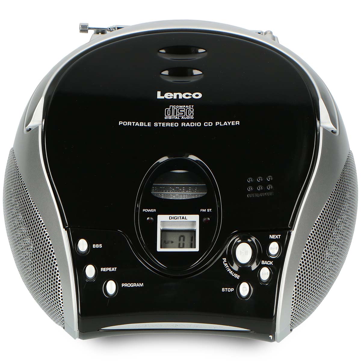 Tragbares Stereo-FM-Radio mit CD-Player Schwarz/Silber