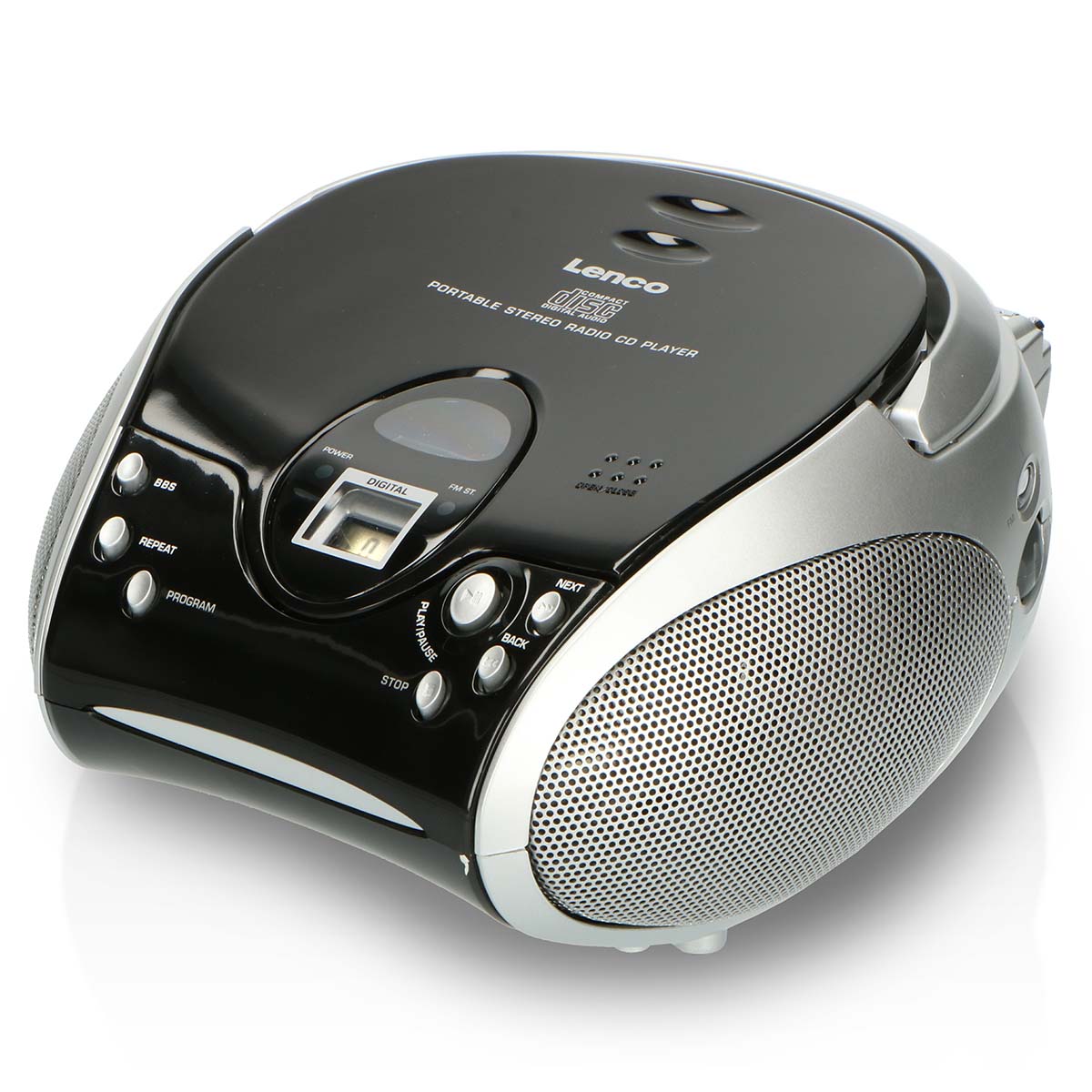 Tragbares Stereo-FM-Radio mit CD-Player Schwarz/Silber
