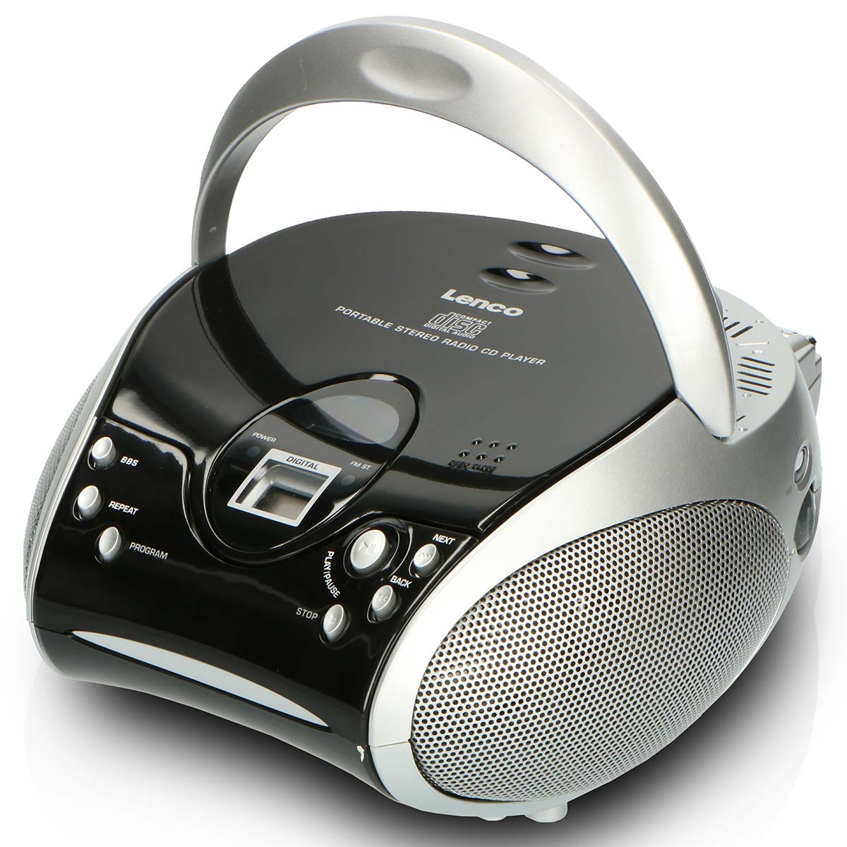 Tragbares Stereo-FM-Radio mit CD-Player Schwarz/Silber