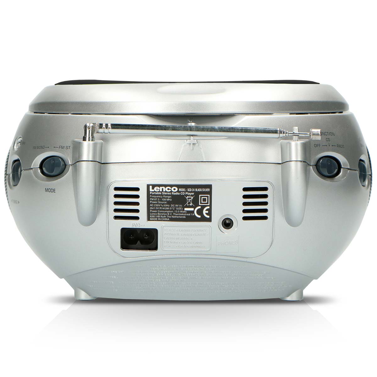 Tragbares Stereo-FM-Radio mit CD-Player Schwarz/Silber