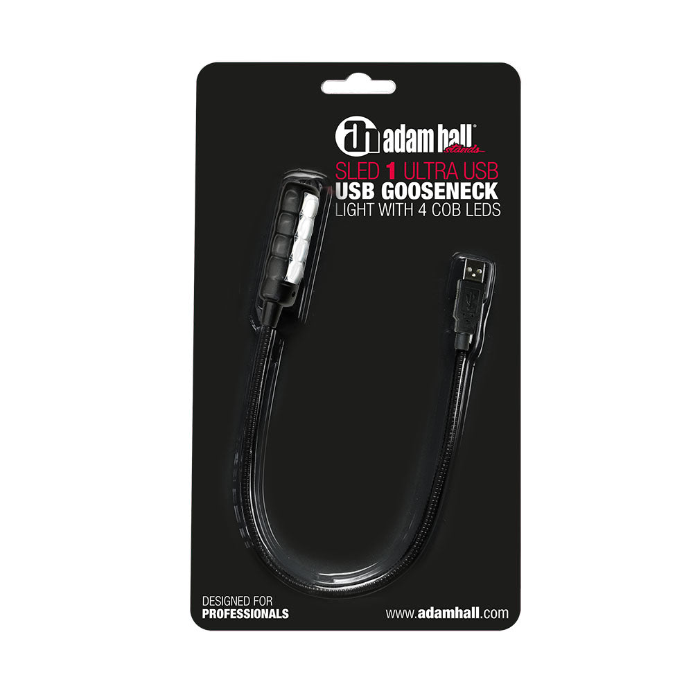Adam Hall Stands SLED 1 ULTRA USB - Schwanenhalslampe, USB-Stecker, 4 COB-LEDs