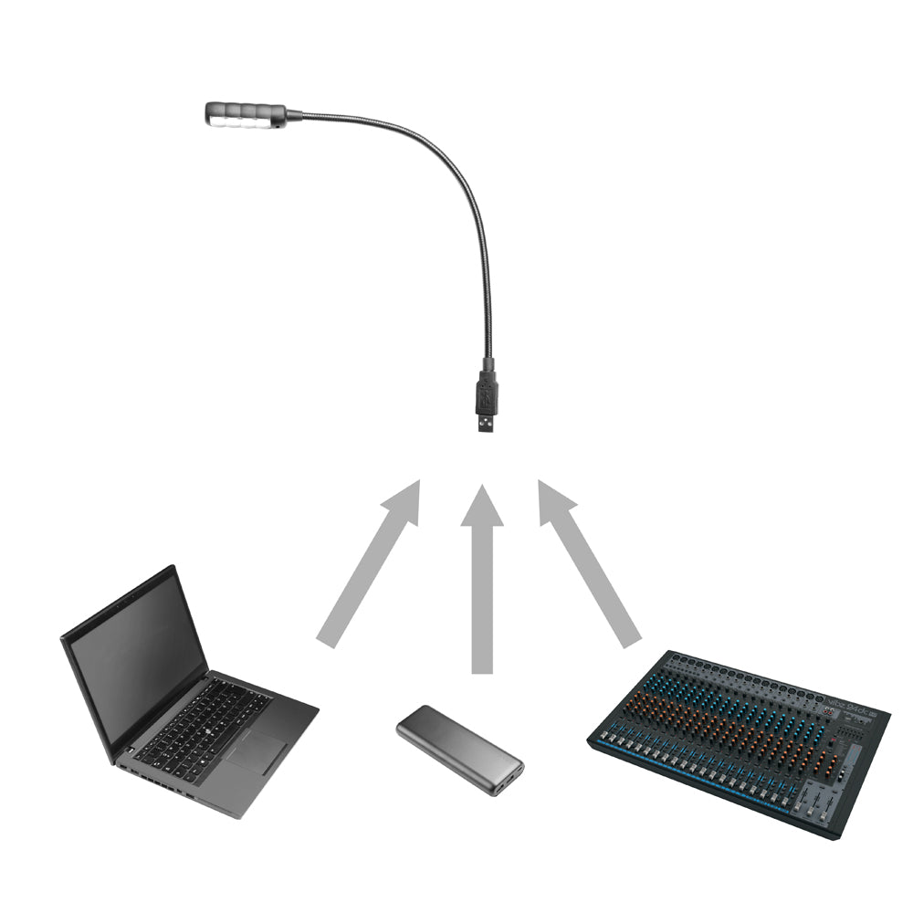 Adam Hall Stands SLED 1 ULTRA USB - Schwanenhalslampe, USB-Stecker, 4 COB-LEDs