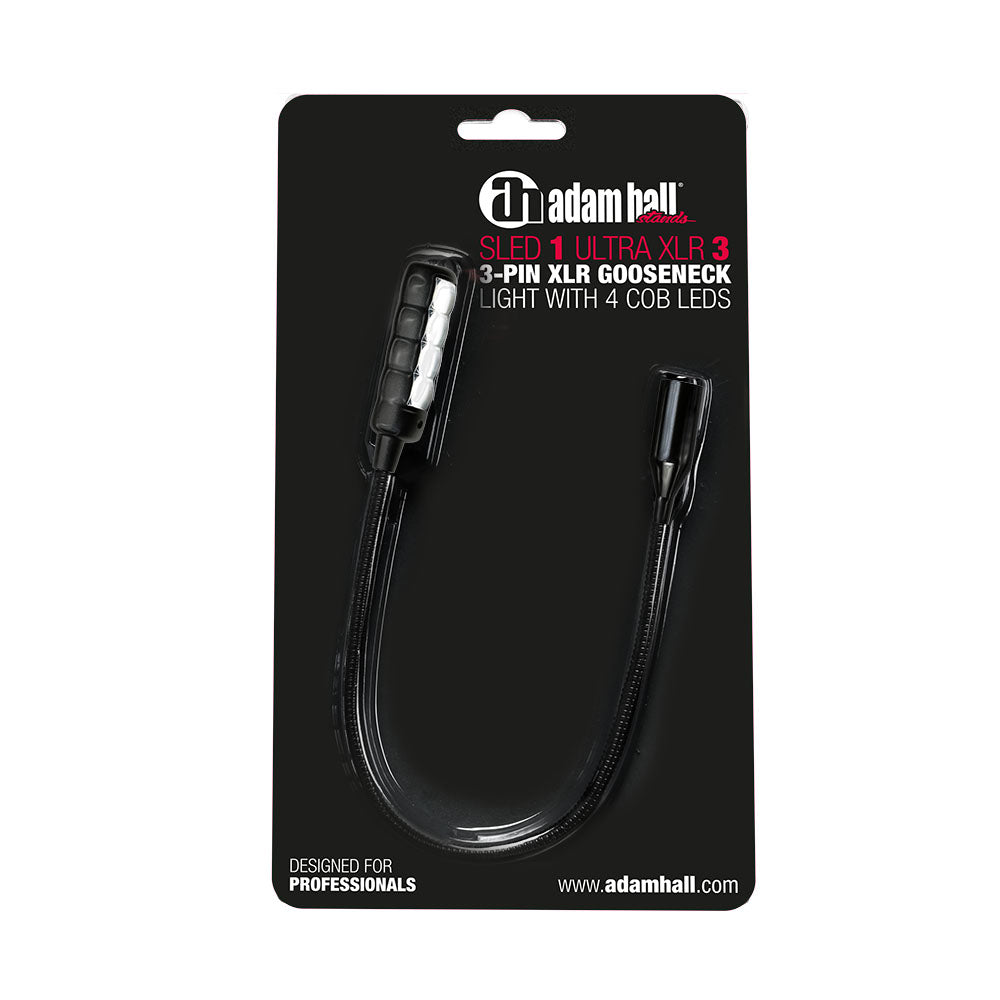 Adam Hall Stands SLED 1 ULTRA XLR 3 - 3-polige XLR-Schwanenhalslampe mit 4 COB-LEDs