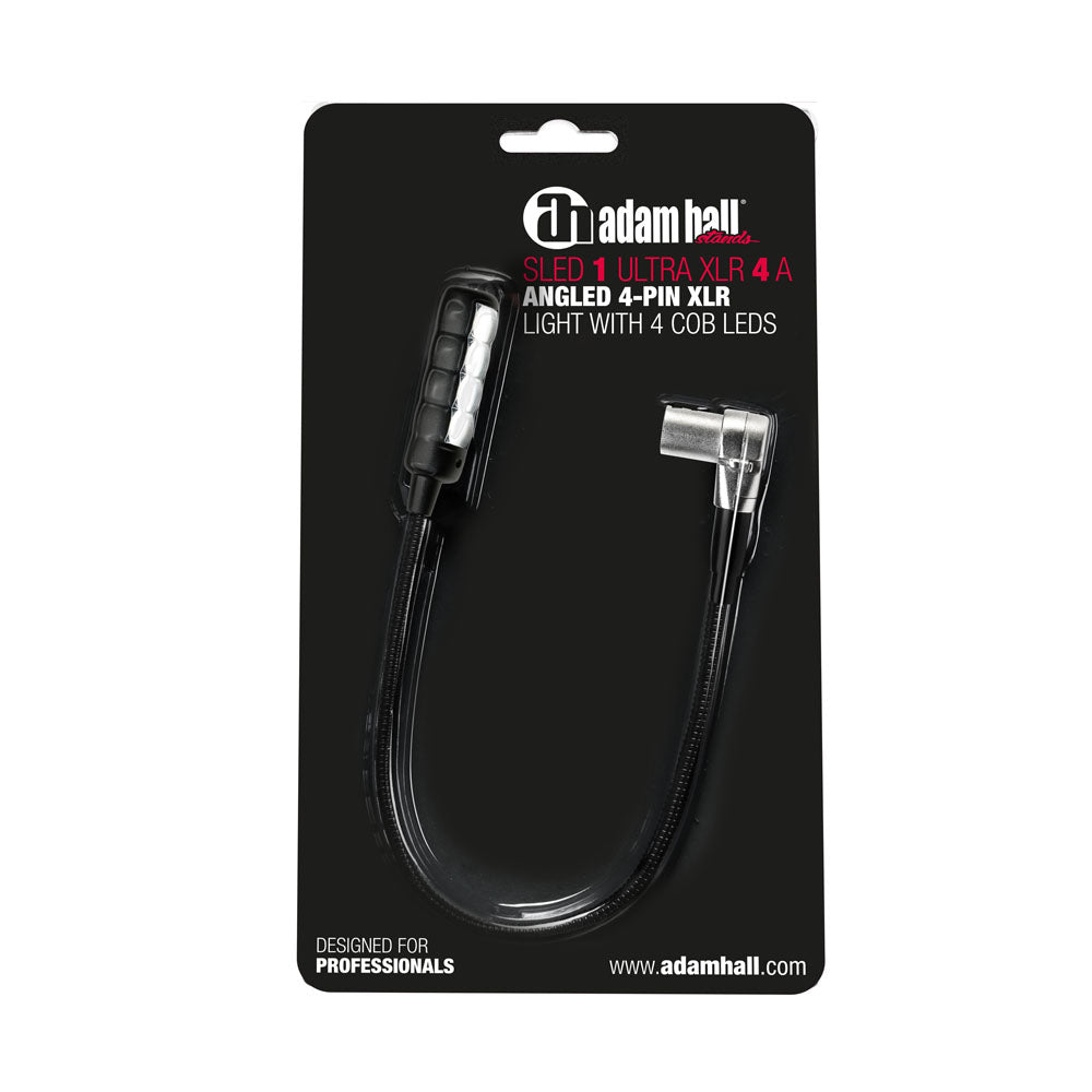 Adam Hall Stands SLED 1 ULTRA XLR 4 A - Abgewinkelte 4-polige XLR-Schwanenhalslampe mit 4 COB-LEDs
