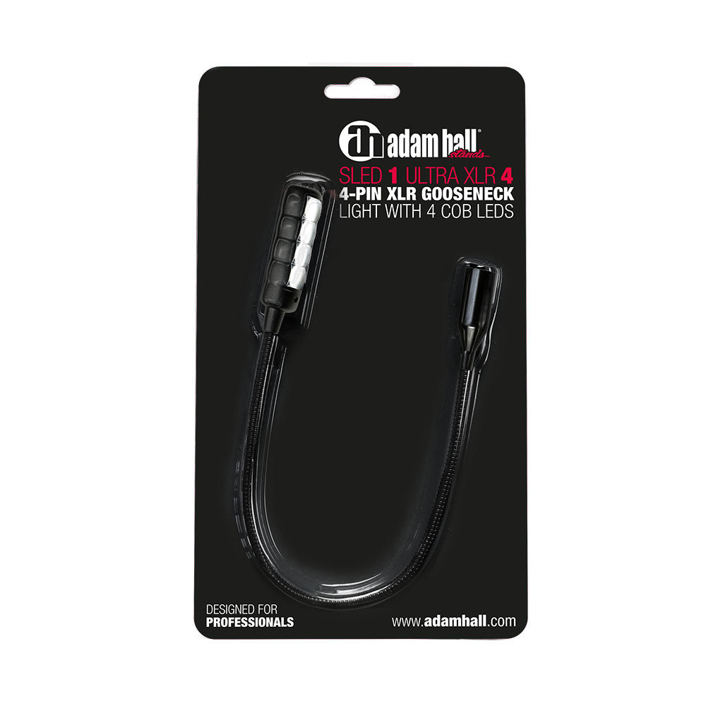 Adam Hall Stands SLED 1 ULTRA XLR 4 - 4-polige XLR-Schwanenhalslampe mit 4 COB-LEDs