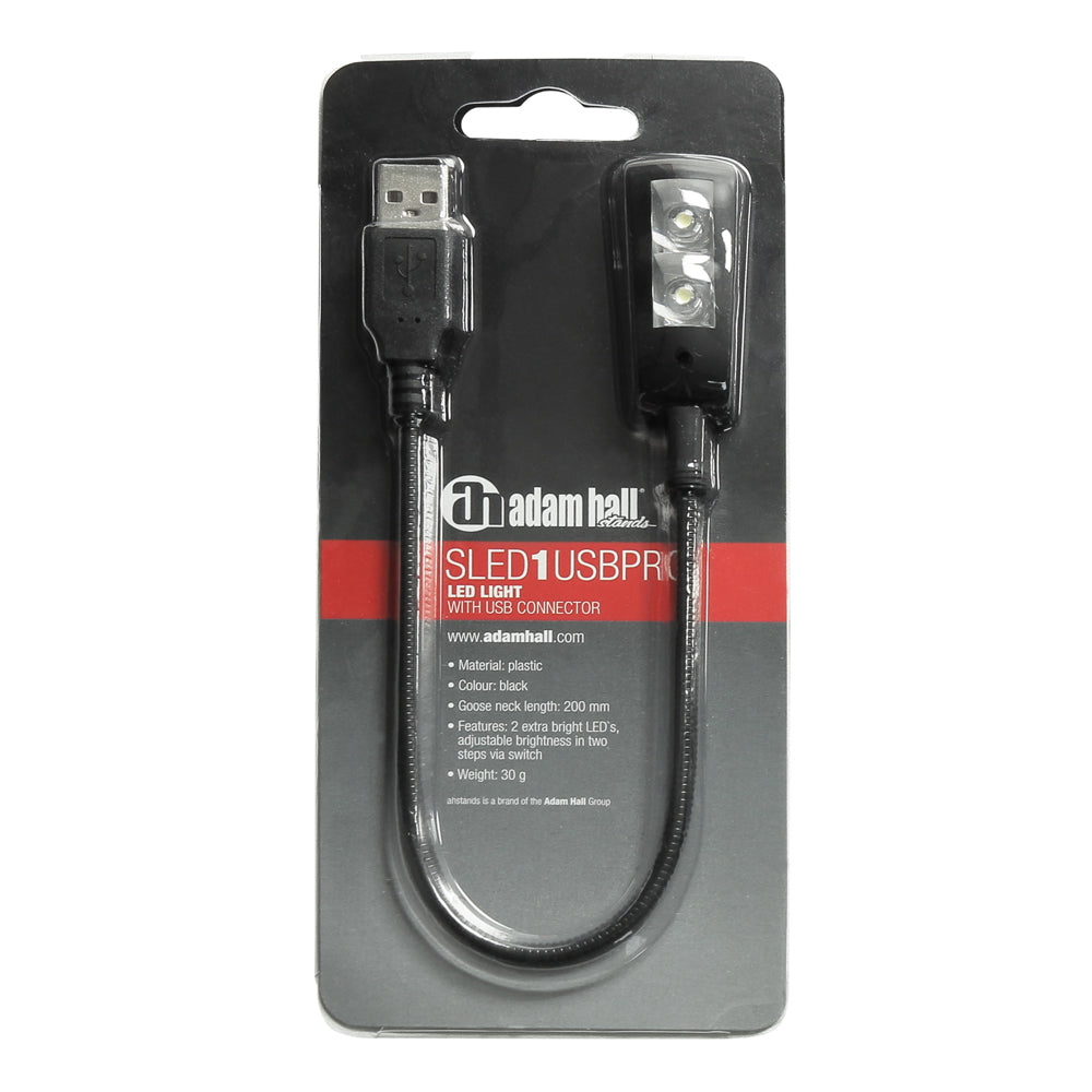 Adam Hall Stands SLED 1 USB PRO - USB-Schwanenhalslampe mit 2 LEDs