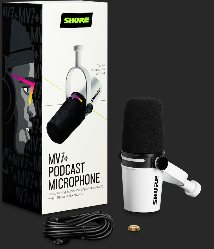 Shure MV7+ Podcast Microphone (White)
