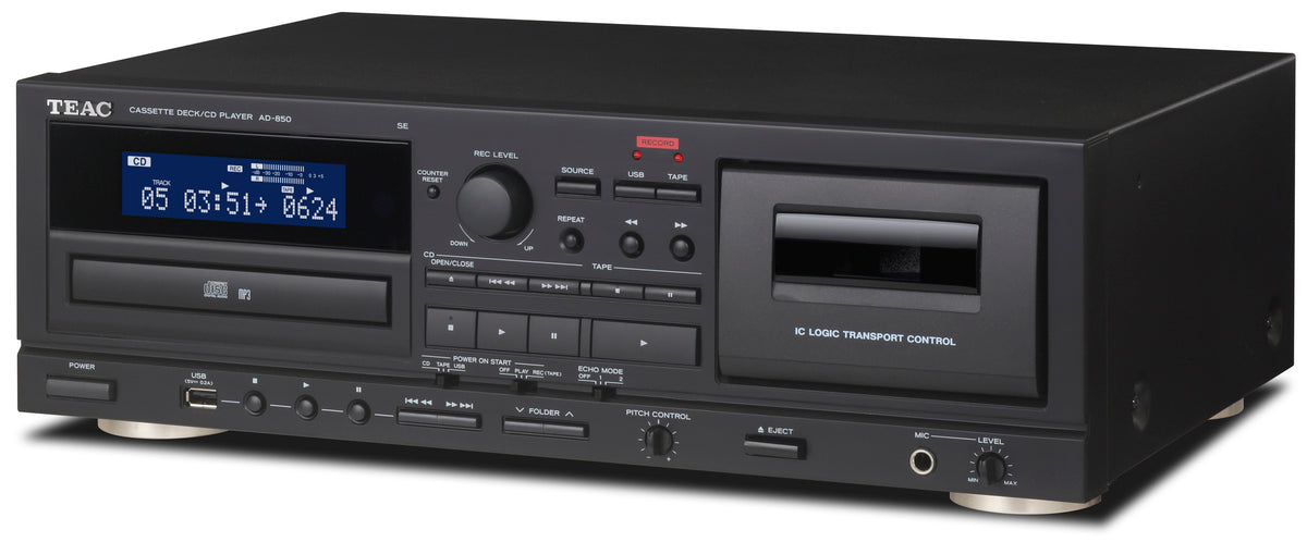 TEAC AD-850-SE CD and Cassette Player w. USB (Black)
