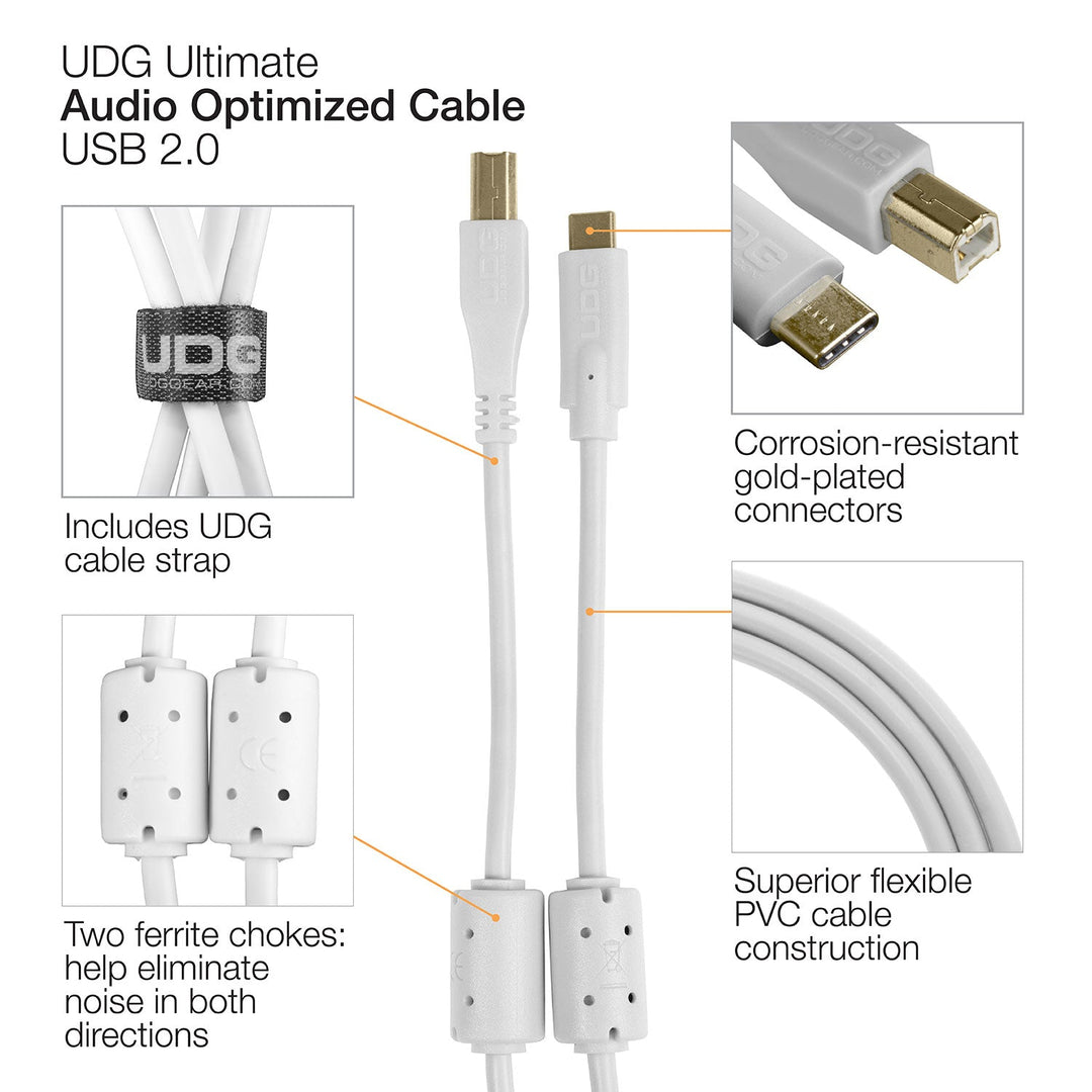 UDG Ultimate Audio Cable USB 2.0 C-B Weiß Straight 1,5 m