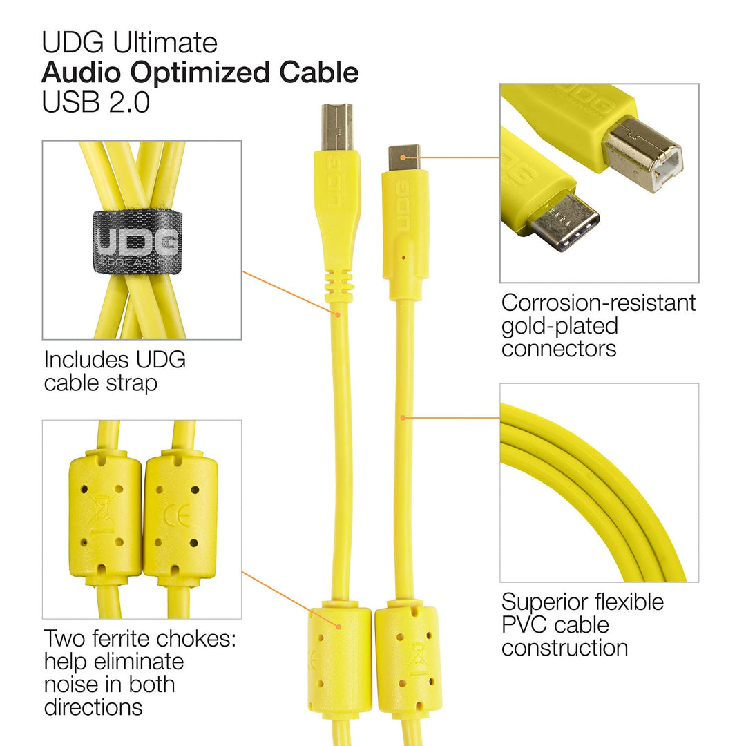 UDG Ultimate Audio Cable USB 2.0 C-B Gelb Straight 1,5 m