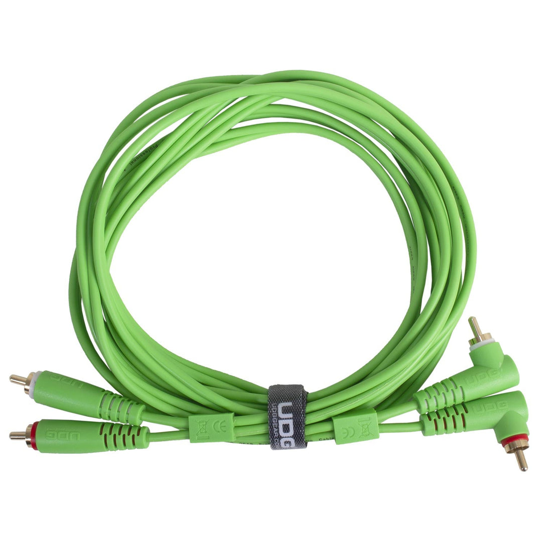 UDG Ultimate Audio Cable Set RCA Straight-RCA Angled Grün 3 m