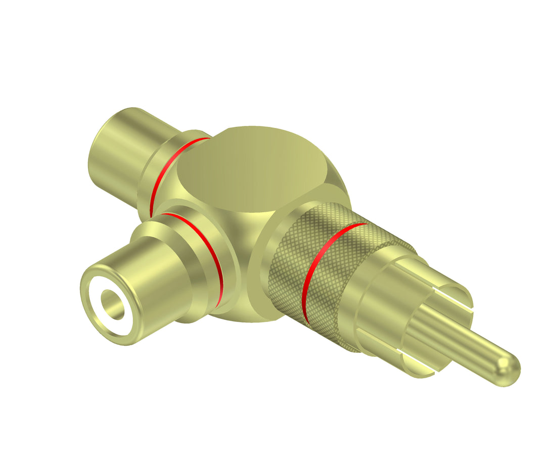 Adapter RCA-Stecker > 2 x RCA-Buchse Winkelpaar