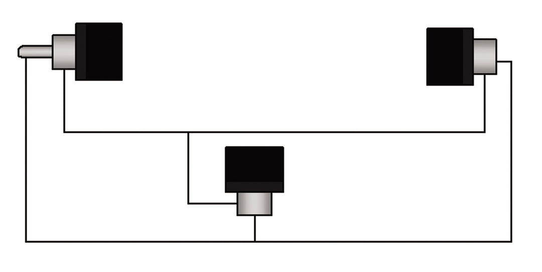 Adapter RCA-Stecker > 2 x RCA-Buchse Winkelpaar