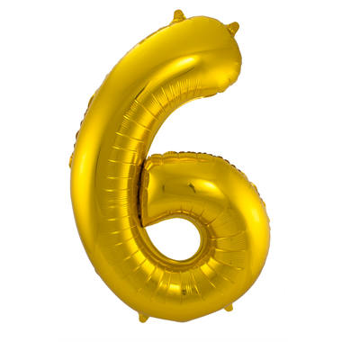 6 Geformter Zahlenfolienballon (Gold, 86 cm)