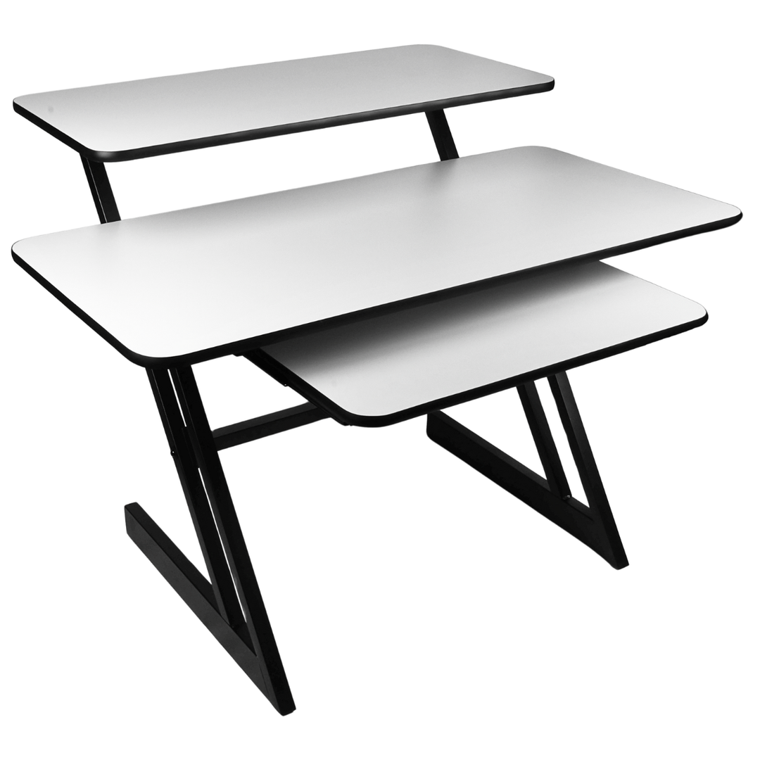 Studiotisch mit Regalen und Auszug für keyboard (120 cm)
