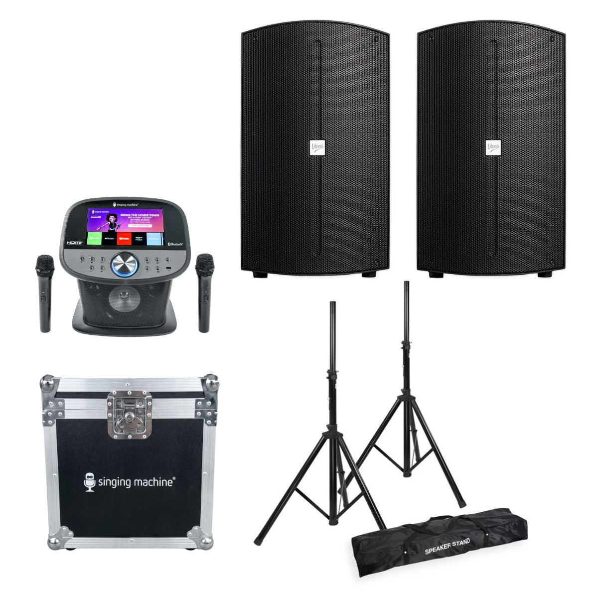 Karaoke Anlage mit 2 Mikrofonen (Schwarz)