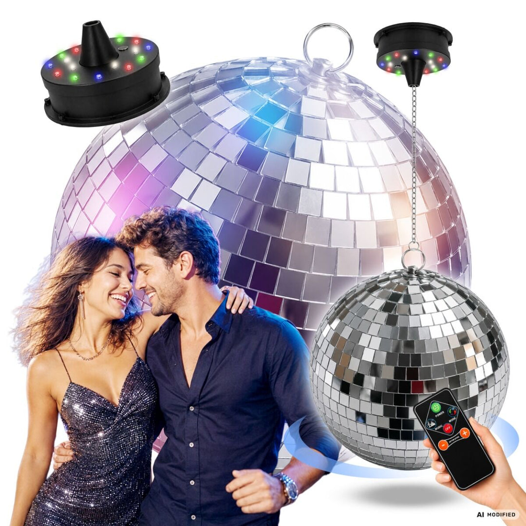 Light4Me Spiegelkugel 20 cm mit LED, Motor und Fernbedienung