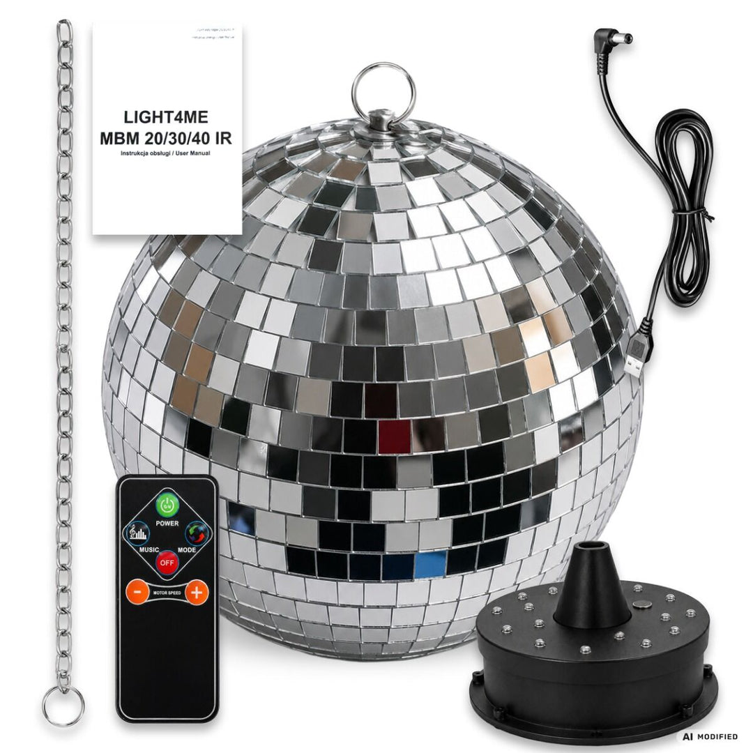 Light4Me Spiegelkugel 20 cm mit LED, Motor und Fernbedienung