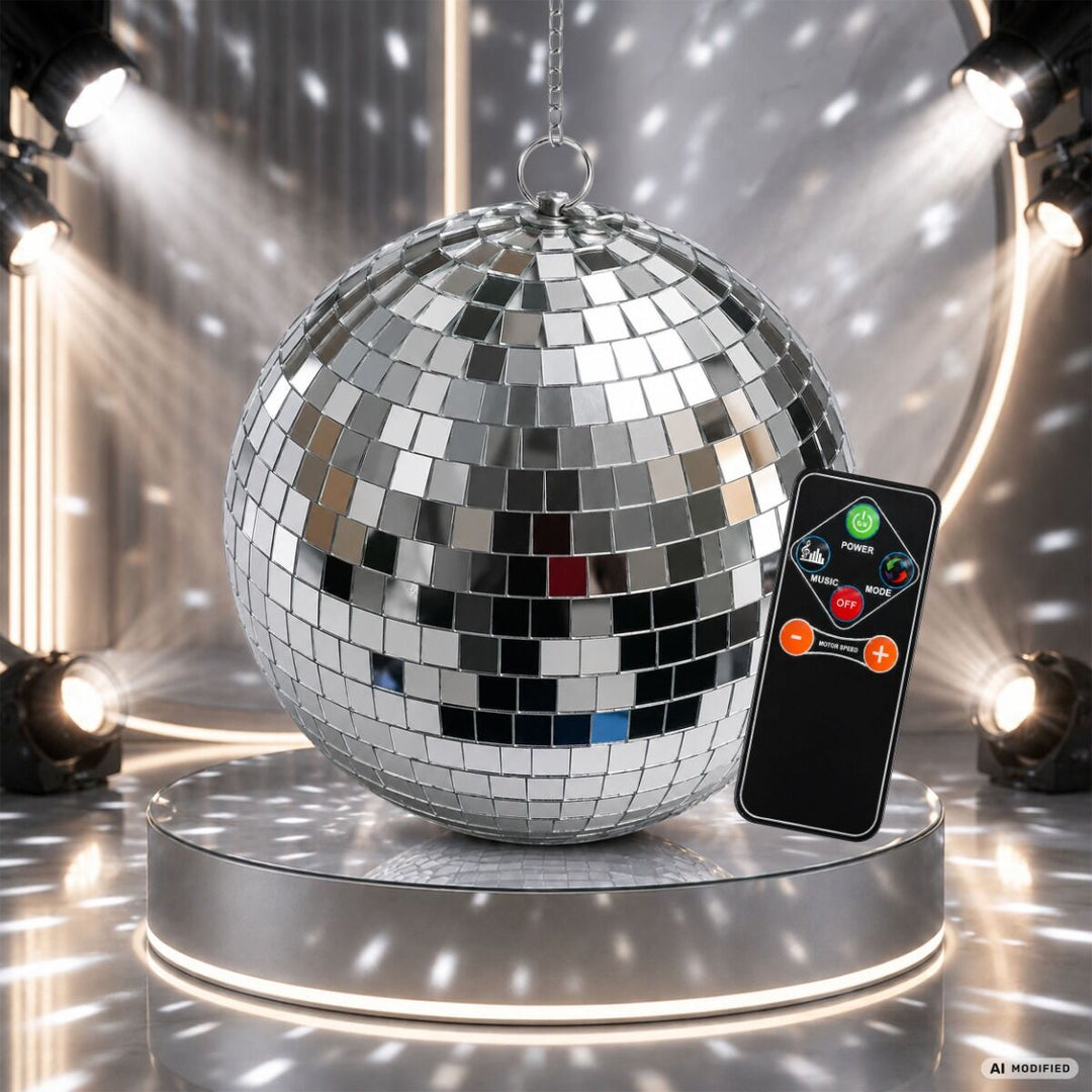 Light4Me Spiegelkugel 20 cm mit LED, Motor und Fernbedienung